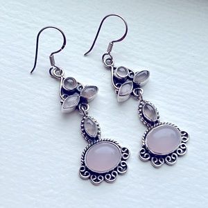 Rose Quartz 925 Sterling Silver Earrings